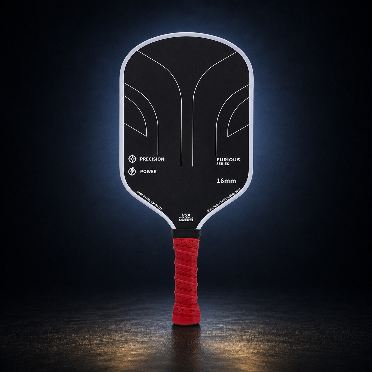 Aldren Signature Ascot T700 paddle, dark studio front view — ALDREN_DARK_53183338217839_FRONT