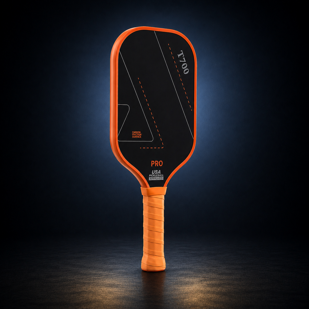 Aldren Signature Valencia T700 paddle, upright dark studio three-quarter view — ALDREN_DARK_53183338250607_ANGLE