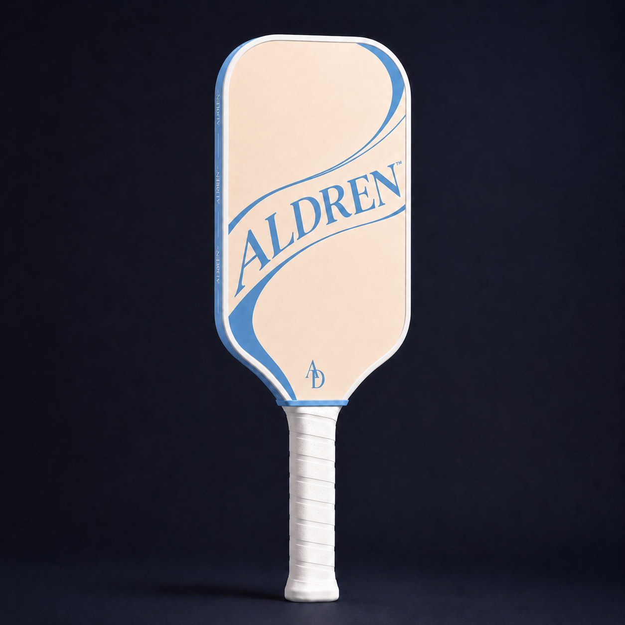Aldren Windsor Glacier pickleball paddle matching the Navy and Blush body proportions